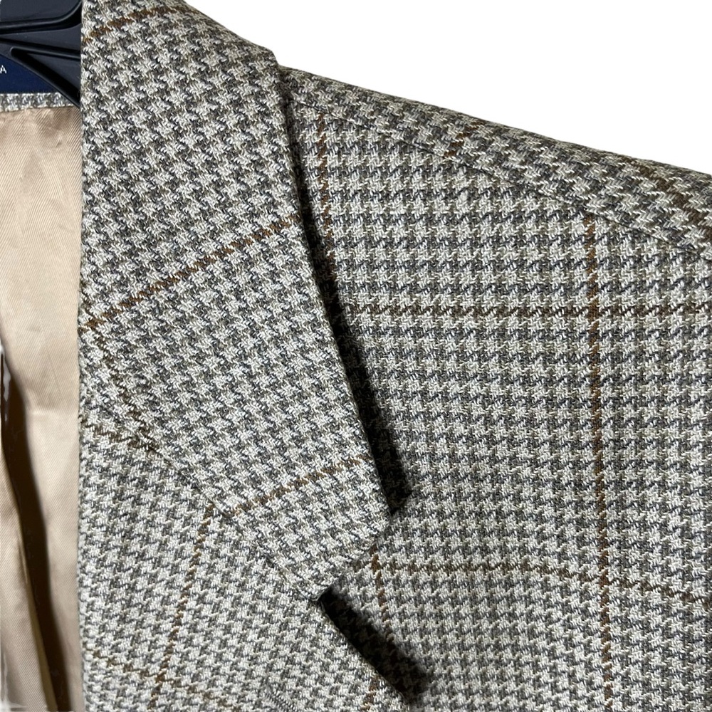 Ralph Ralph Lauren Blazer Men’s 42R Beige Silk Wool Blend Houndstooth Two Button - Picture 10 of 11